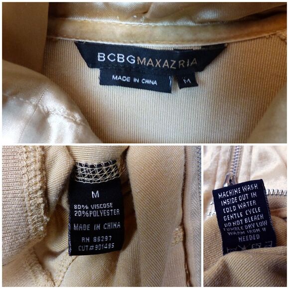 Vtg BCBGMAXAZRIA Y2K Velour Hoodie Track Jacket M Beige Rhinestone Graphic Flame - Picture 4 of 15